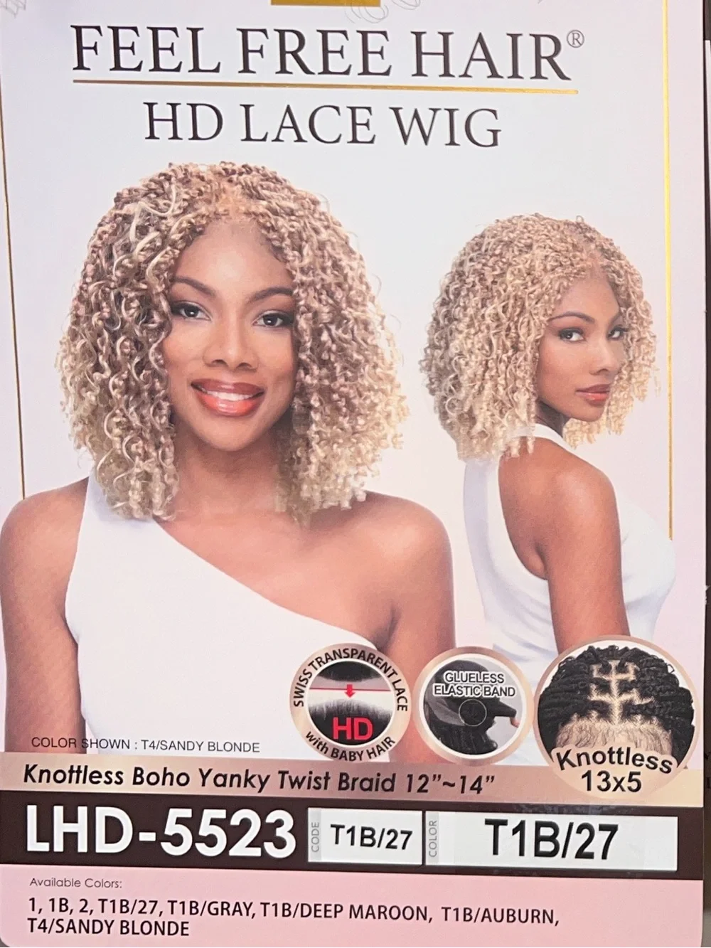 Knotless BOHO Yanky Twist Braid 12-14 Inch TB/27 LHD-5523 HD Lace. by Tru Wig
